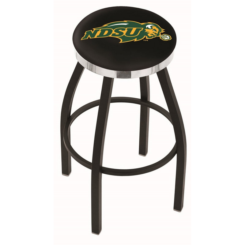 NCAA Swivel 25" Counter Stool, Chrome, North Dakota State University - Black