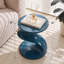 Table d'appoint laquée brillante avec piètement incurvé, table de chevet moderne avec grand plateau, table d'appoint avec base antidérapante, bleue-984241662-984241663