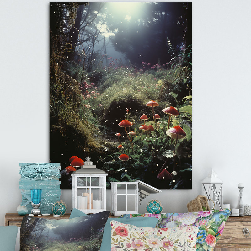 «Morning Magic In Enchanted Mushroom Forest» sur toile, Toile tendue, H 20 po x l 12 po x P 1 po