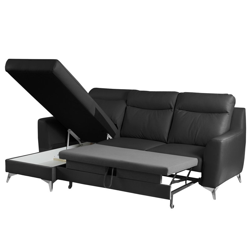 Fabiha 3 Seater Sofa Bed, Left Hand Facing, Black