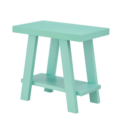 Athens Contemporary Wood Shelf Side Table in Teal
