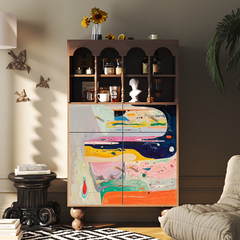 Modern abstract art multi-purpose accent cabinet