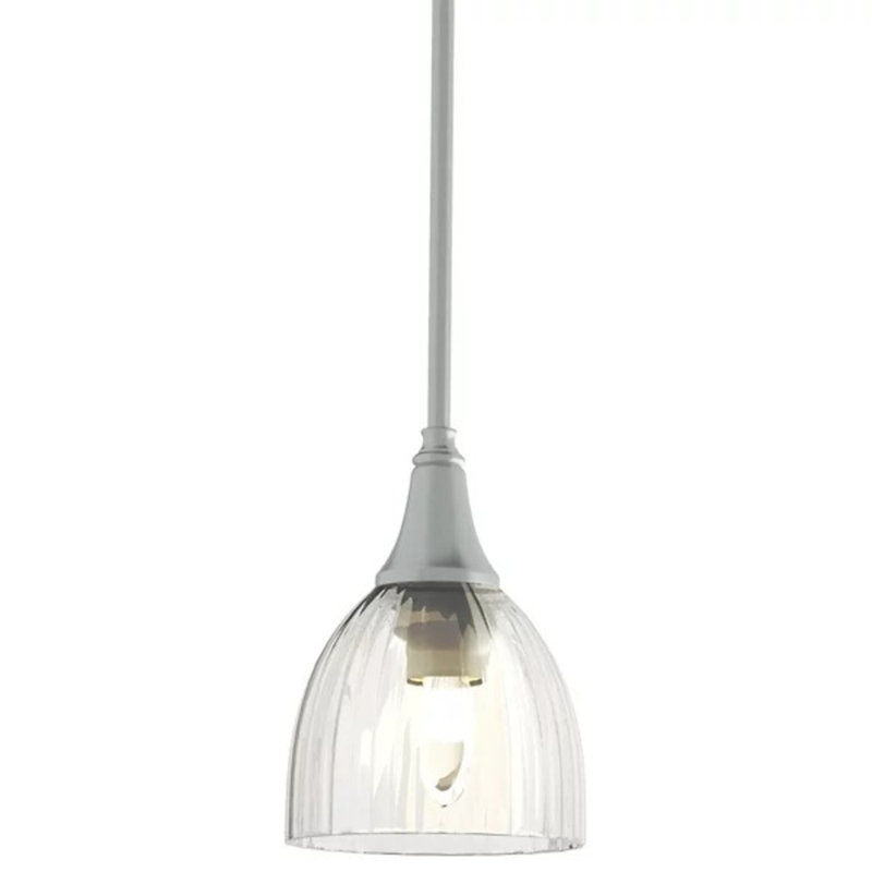 Trumpet 1-Light Single Dome Pendant, White, Vintage Platinum