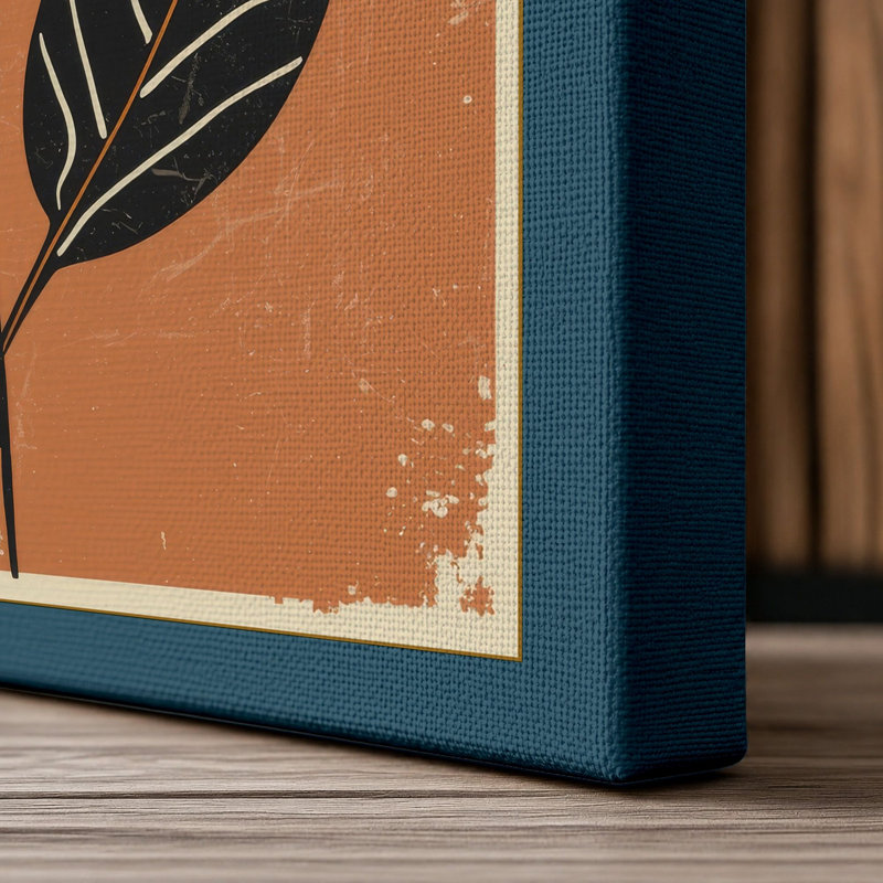 Striped Bloom Botanical - Wrapped Canvas, 24x16 - 61.0 x 40.6 cm, Teal Border