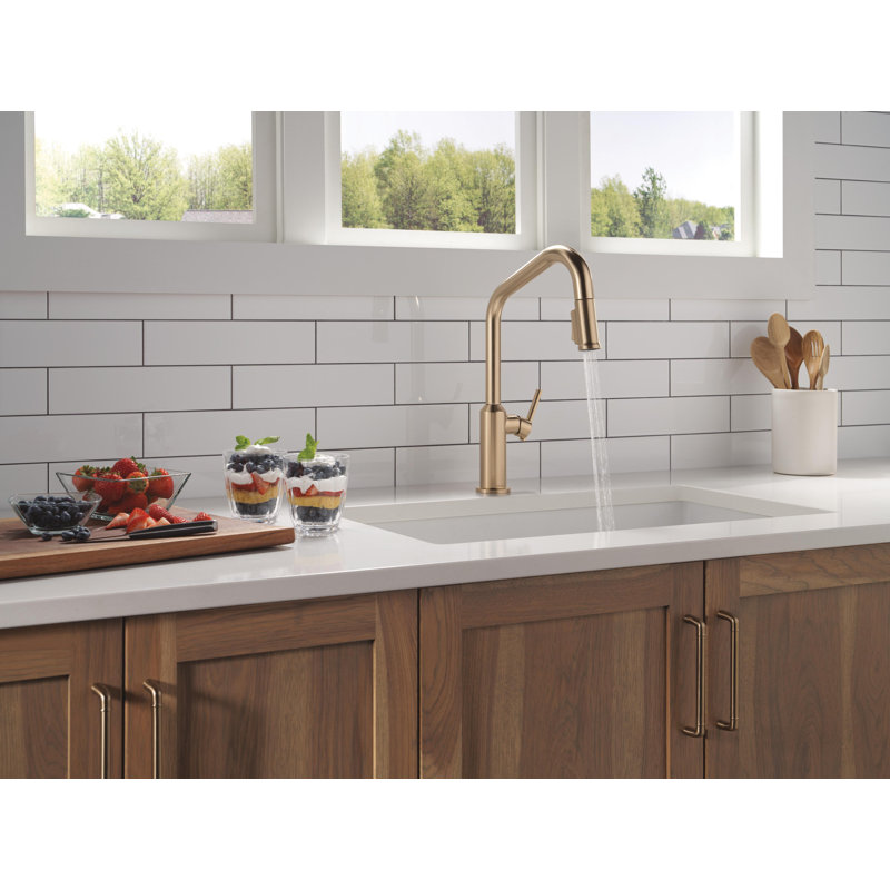 Single Handle Pull-Down Kitchen Faucet, Lumicoat Champagne Bronze