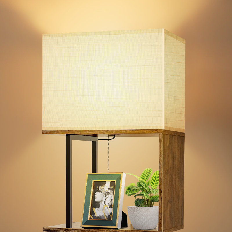 Codrina 59" Bookcases with LED Light and Remote Control, 3 Colour Temperature Column Floor Lamp, Rustic Brown/Black