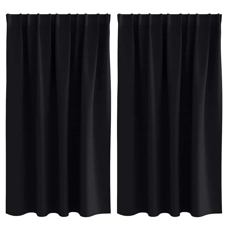 Blackout Curtain Pair, Black, 140cm Width x 140cm Drop
