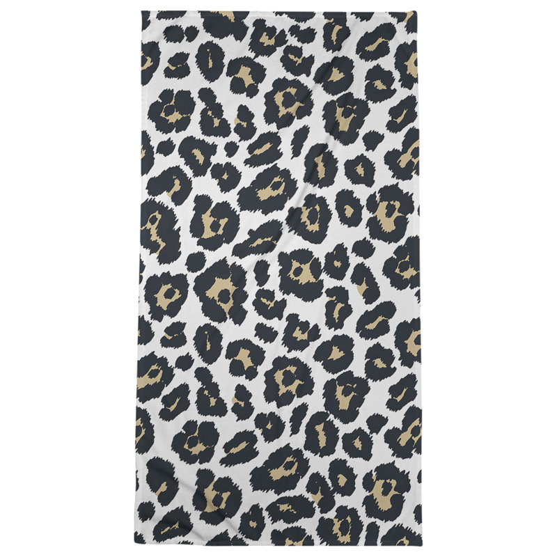 Serviette de plage, Blanc / vieil or / noir, Microfibre