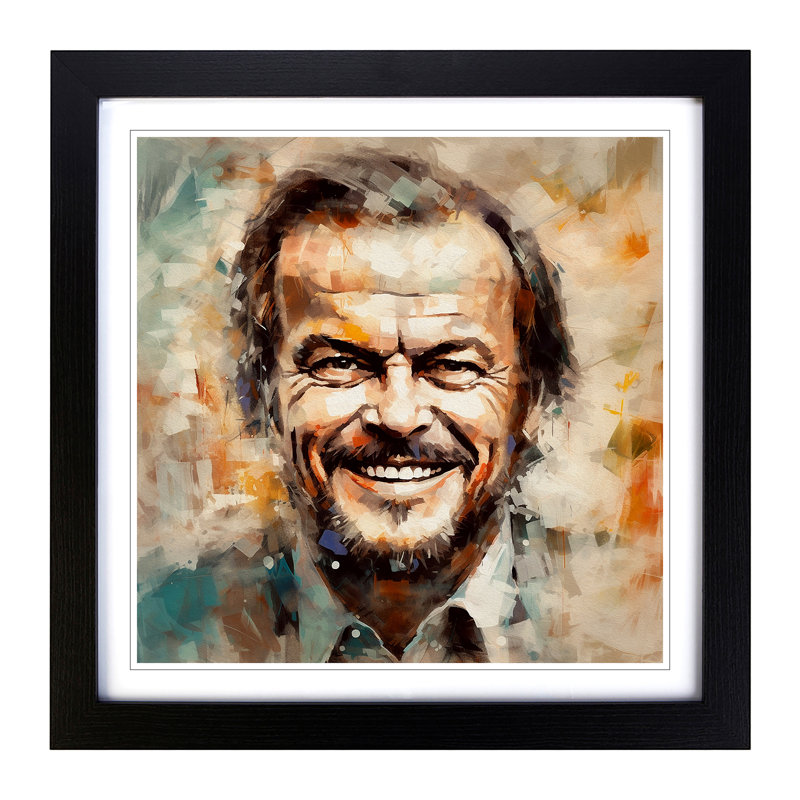 Jack Nicholson Impressionism - Single Picture Frame Print on Wood, Black