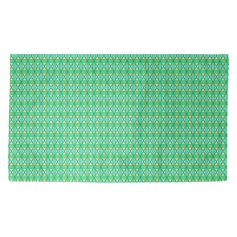 Tapis vert/jaune en losanges doublés Avicia, Rectangle 3 pi 3 po x 5 pi 3 po
