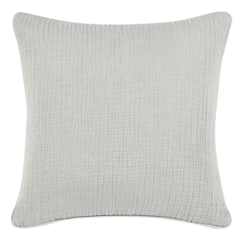 Taie décorative en mélange de lin de couleur unie Daila, Euro, Gris