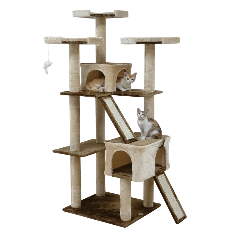 71.2'' H Cat Tree, Beige/Brown