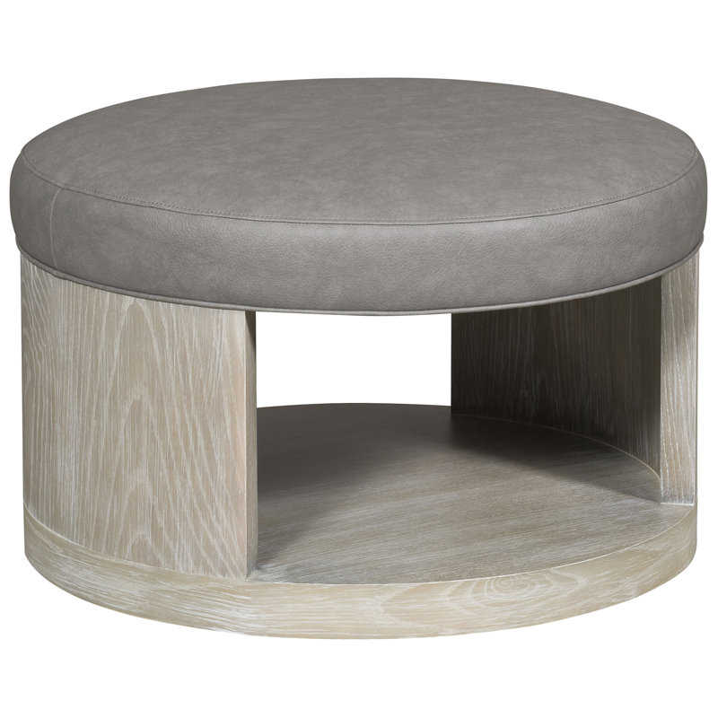 Michael Weiss Sweetbriar 28.5" Wide Round Cocktail Ottoman with Storage, Casa Blanca, Worthy Snow Polyester Blend