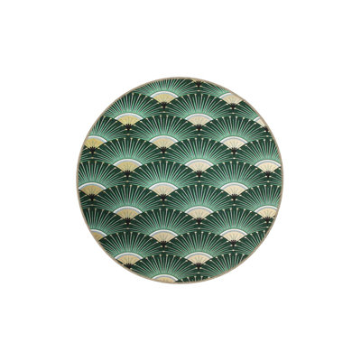 Green Disk Patterned Woven Rug