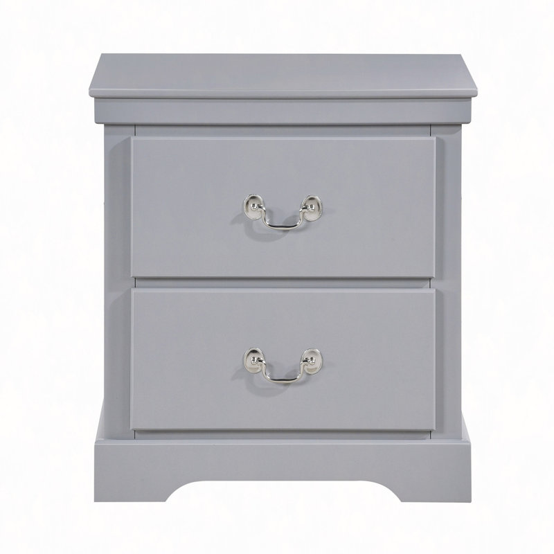 Table de chevet 1Pc, 2 tiroirs, Gris