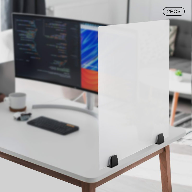 Frosted Acrylic Clamp-On Desk Privacy Panels, 30 x 18 Inch