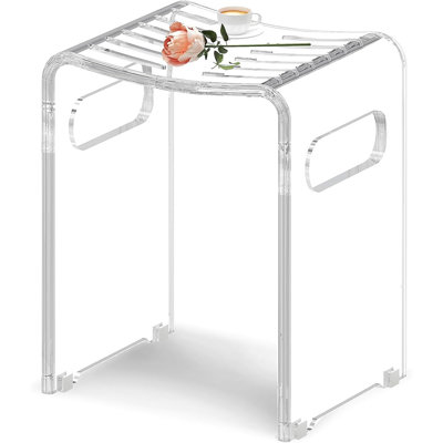 Modern Acrylic Shower Bench, Clear Waterproof Bath Stool with Non-Slip Feet
