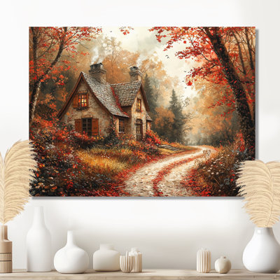 «Cottage in the Autumn Woods II» - campagne, art mural
