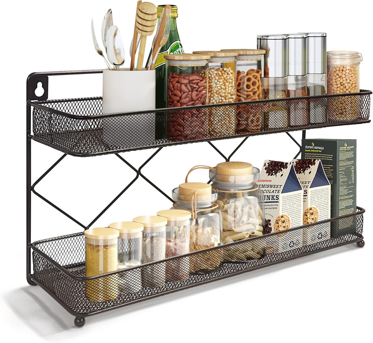 Ophelia & Co. 2 Tier Metal Kitchen Counter-Top Or Wall Mount Spice Rack ...
