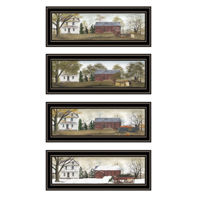 4-Piece Vignette Four Seasons Homesteads Black Framed Wall Art Set For Living Room And Bedroom | Gift Idea
