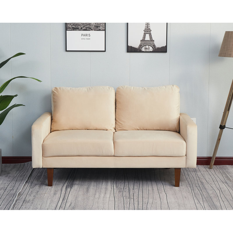 Isa-Bella Upholstered Loveseat, Beige Velvet, 57.9" W x 32" L