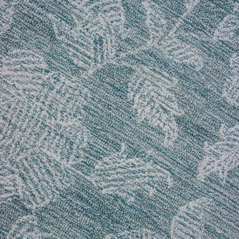 Handmade Teal Wool Rectangular Tufted Area Rug 3'6" x 5'6"