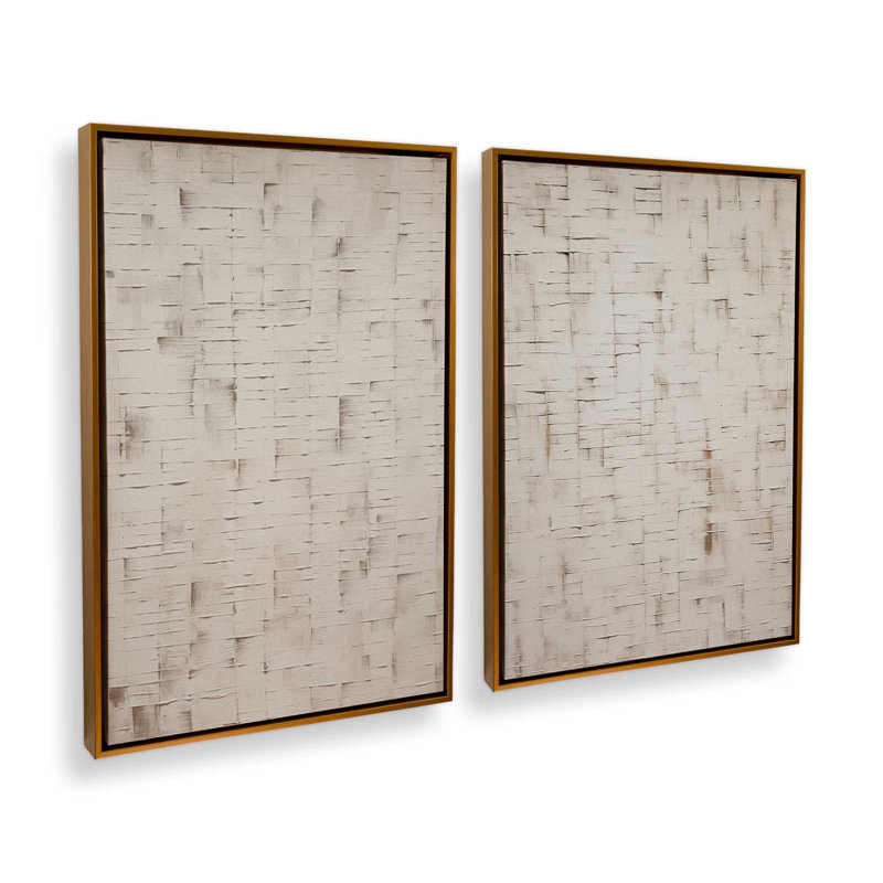 Tranquil Layers Set of 2 Canvas Prints in a Frame, Polished Gold Floater Framed, 48.75" H x 65.5" W x 1.75" D