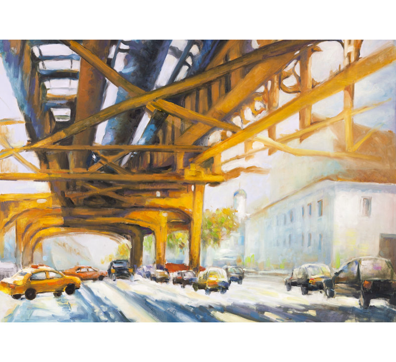Trafic under the bridge - Blue Bridge Canvas for Home Decor