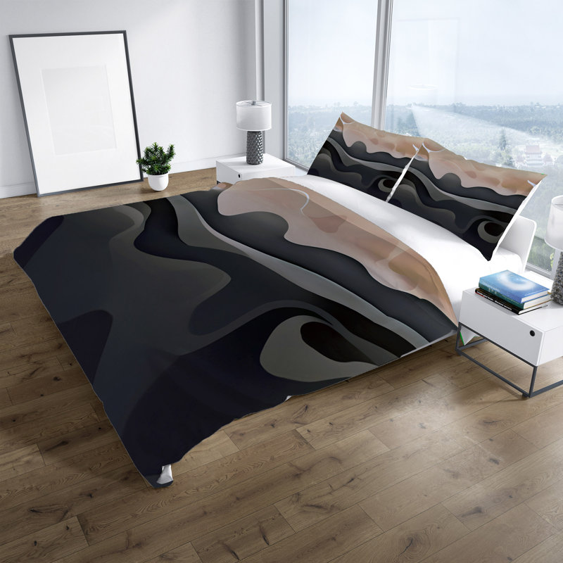 Polyester Abstract Duvet Cover, King Duvet Cover + 2 King Shams