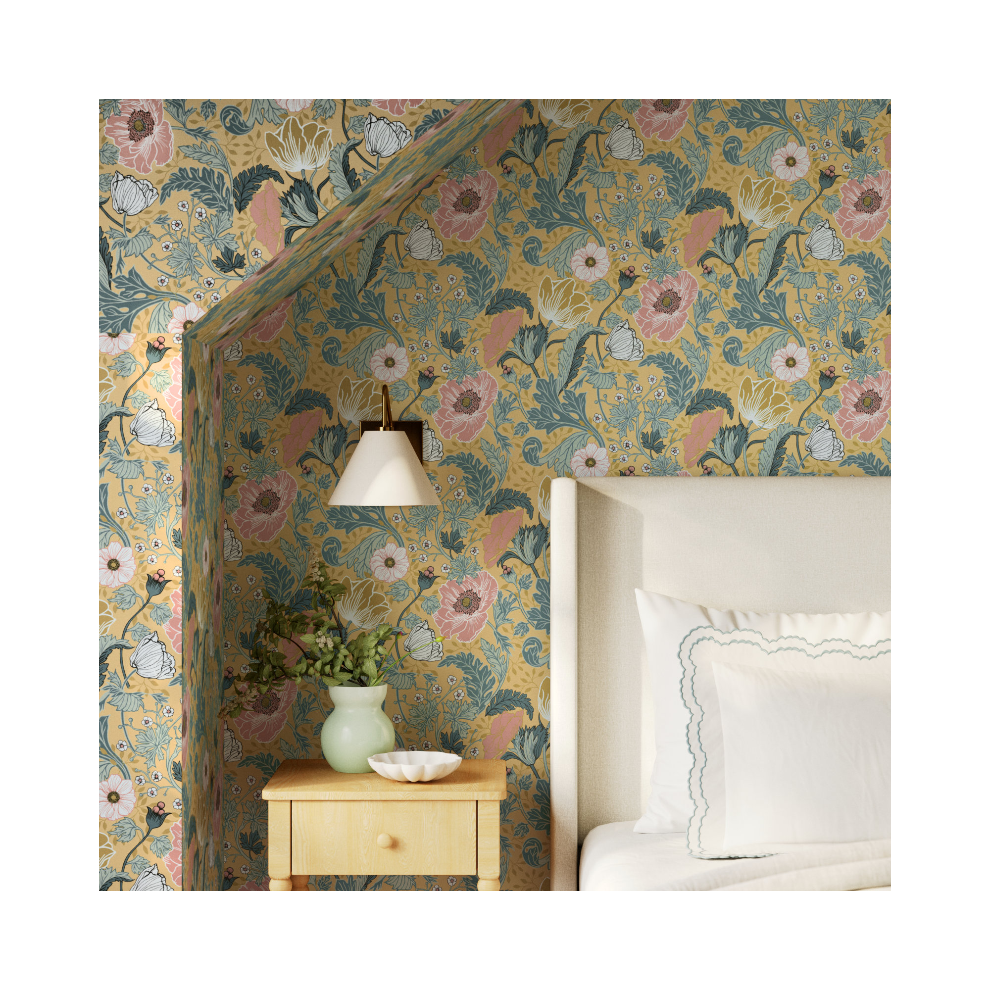 Mackenzie 33' L x 20.5" W Wallpaper Roll, Mustard
