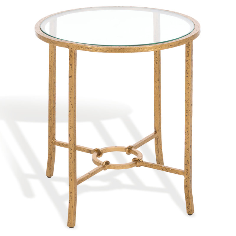 Myrtise Forged Metal Round Accent Table, Brass