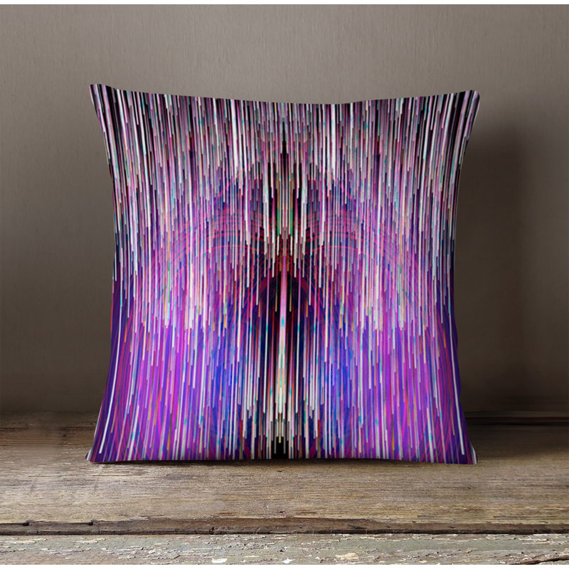 Throw Pillow With Insert, Purple Striped/Abstract 2, 18"H x 18"W