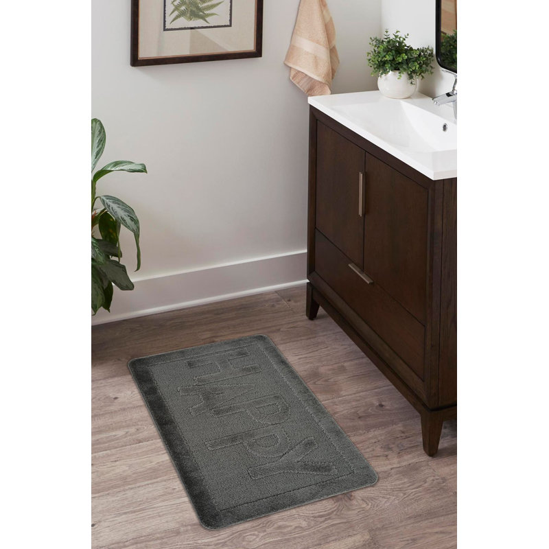 High-Quality Bathmat, Anthracite, 23.6 x 39.4 inches | 100% Polypropylene, Total Thickness: 0.4 inches | Non-Slip Natural Latex Sole, Machine Washable, Vacuum Friendly | Perfect for Bathroom & Entryway Comfort