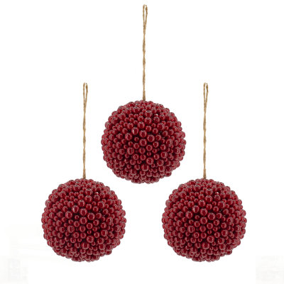 Decorative Red Berry Ball Ornaments, Perfect For Festive Holiday And Christmas Tree Decorations, 6.5X6.5 Inches