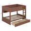 Lit double superposé au dessus d'un lit double avec 2 tiroirs, lit superposé en bois avec armoires de rangement et lumières DEL-1871947566