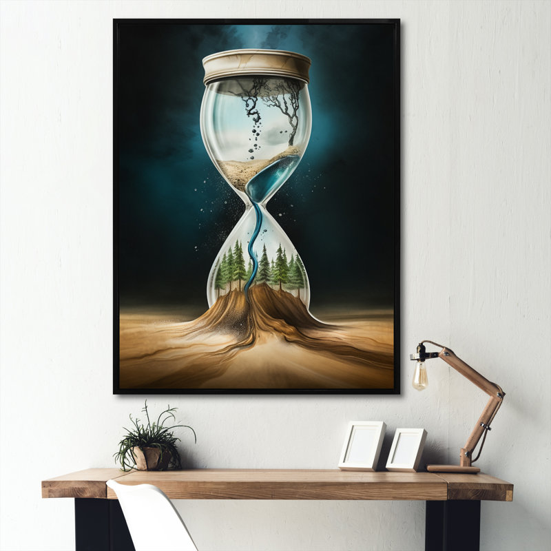 Sablier hyperréaliste II, reproduction d'art sur toile encadrée, Noir, H 20 po x l 12 po x P 1 po