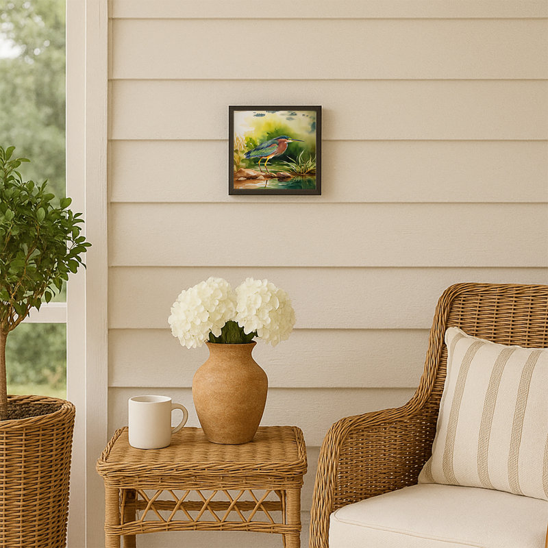Green Heron Framed Metal Print