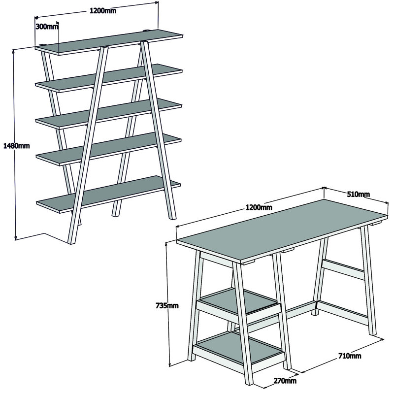 Bibliothèque étagère en bois massif H 58,27 "x l 47,24" Jamerson, Anthracite