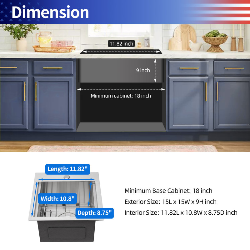Drop-in Single Bowl Stainless Steel Kitchen Sink, Brushed Nickel