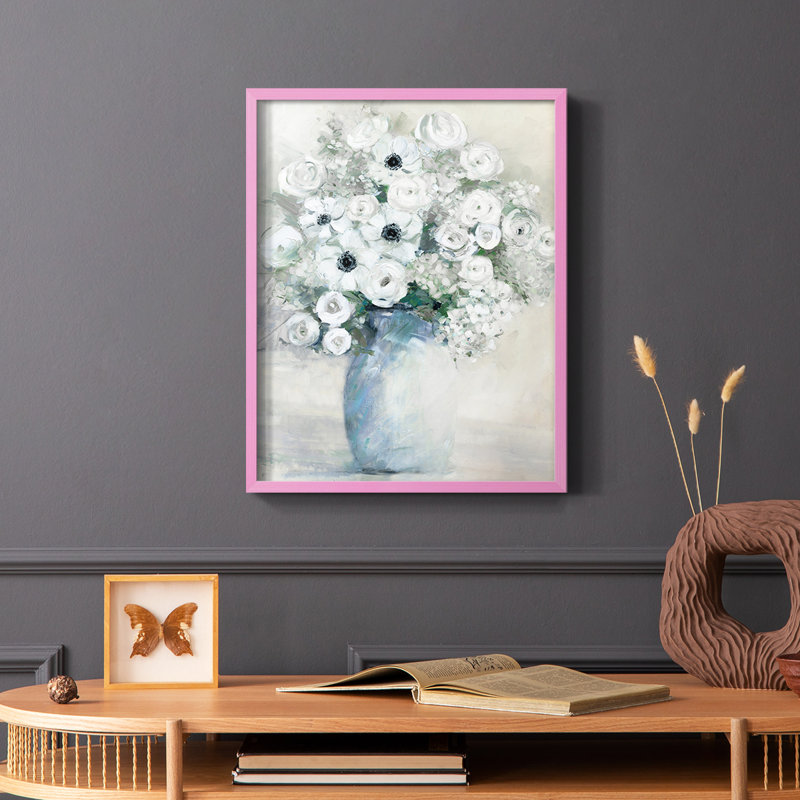 Anemone Bouquet Framed Print - Solid Wood, Black, 28" H x 22" W