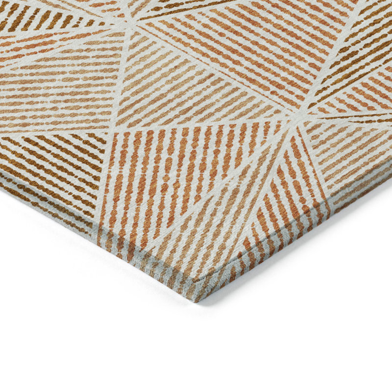 Tapis extérieur lavable géométrique beige 5 pi x 8 pi