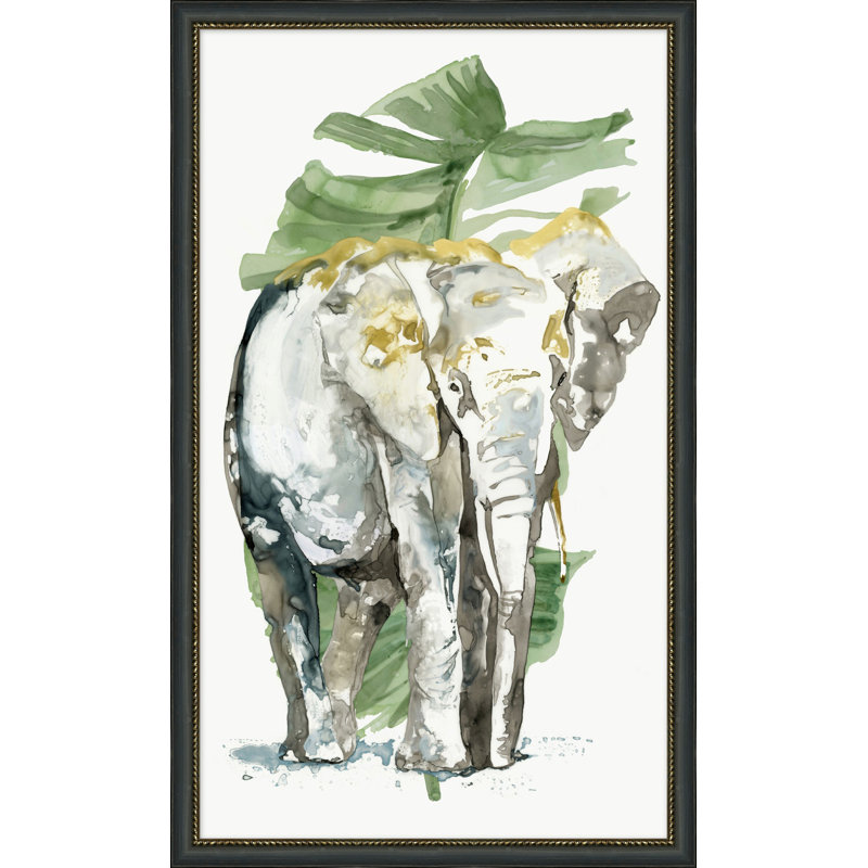 «Elephant And Palms» par - peinture encadrée