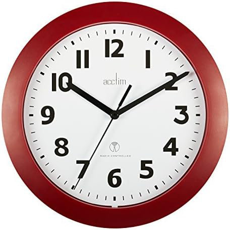 Acctim Parona Wall Clock Radio Controlled Red 23cm
