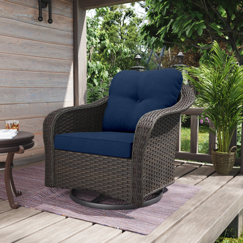 Chaise berçante d'extérieur en osier Wilguy, Bleu marine