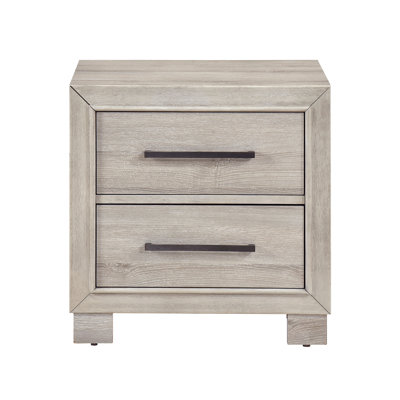 Table de chevet moderne à deux tiroirs avec finition grise et armoire de chevet en bois