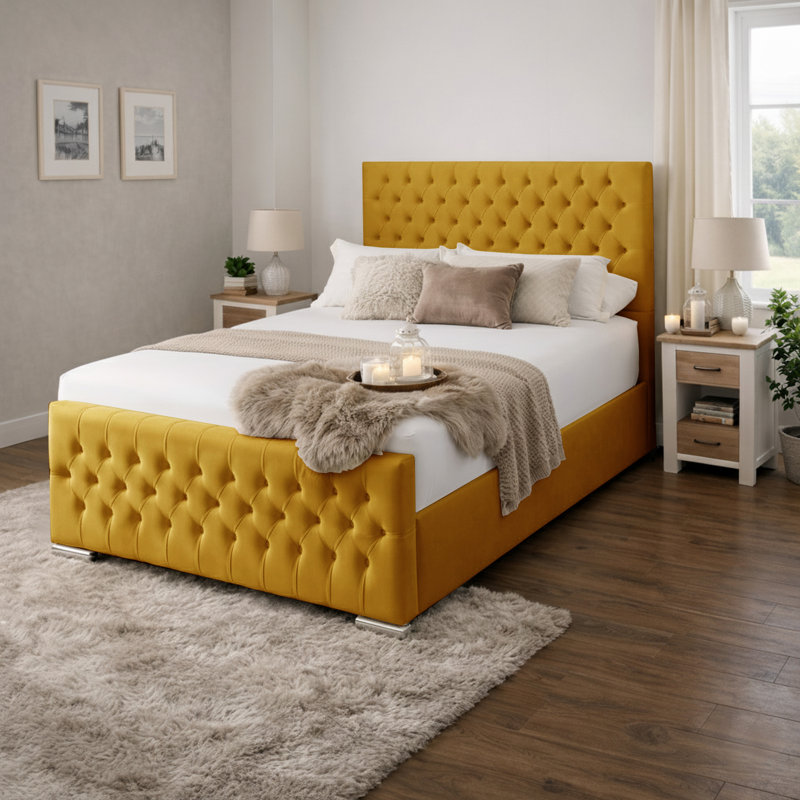 Kensington Upholstered Bed Frame, Kingsize (5'), Turmeric