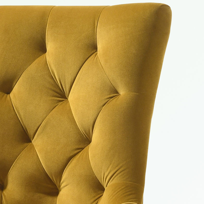 ensemble de 2 chaises d'appoint avec dossier capitonné, Velours jaune , Espresso
