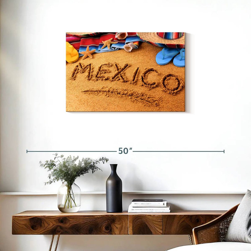Tergel, Mexique, plage, sable, écriture, H 20 po x l 30 po