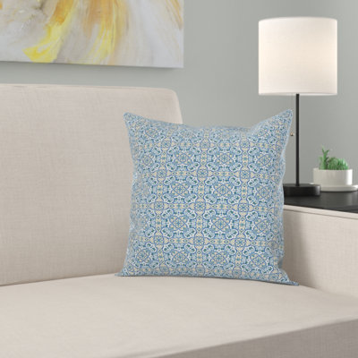 Floral Curvy Circular Hand Tile Cushion Pillow Cover