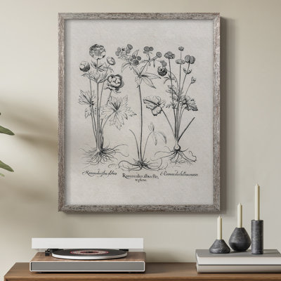 Reproduction florale rétro encadrée Cccxxv - bois massif